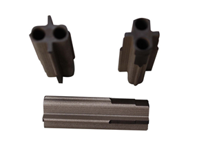 Double pipe double hole and hard medium protection nozzle